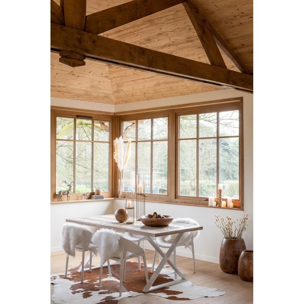 Tavolo Zigzag Legno/Metallo Naturale/Bianco