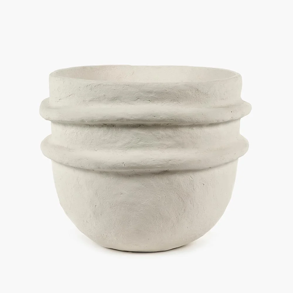 Vaso di fiori bianco in cartapesta Terra